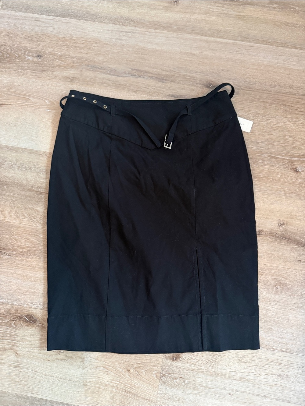 Anthropologie Black Tailored Pencil Skirt with Slim Belt